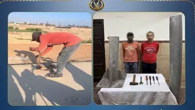 سقوط المتهم بسرقة أعمدة الإنار...
