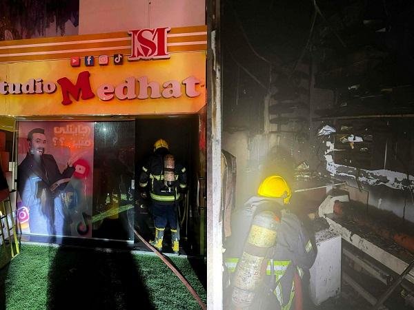 المعاينة لحريق استوديو بمصر ال...