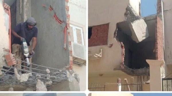 استكمال إزالة مبانٍ مخالفة داخل فيلا بمنطقة الهلال بالغردقة