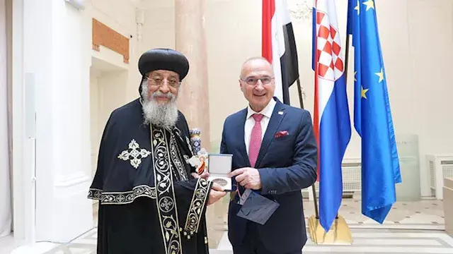 بالصور.. وزير خارجية كرواتيا يستقبل البابا تواضروس