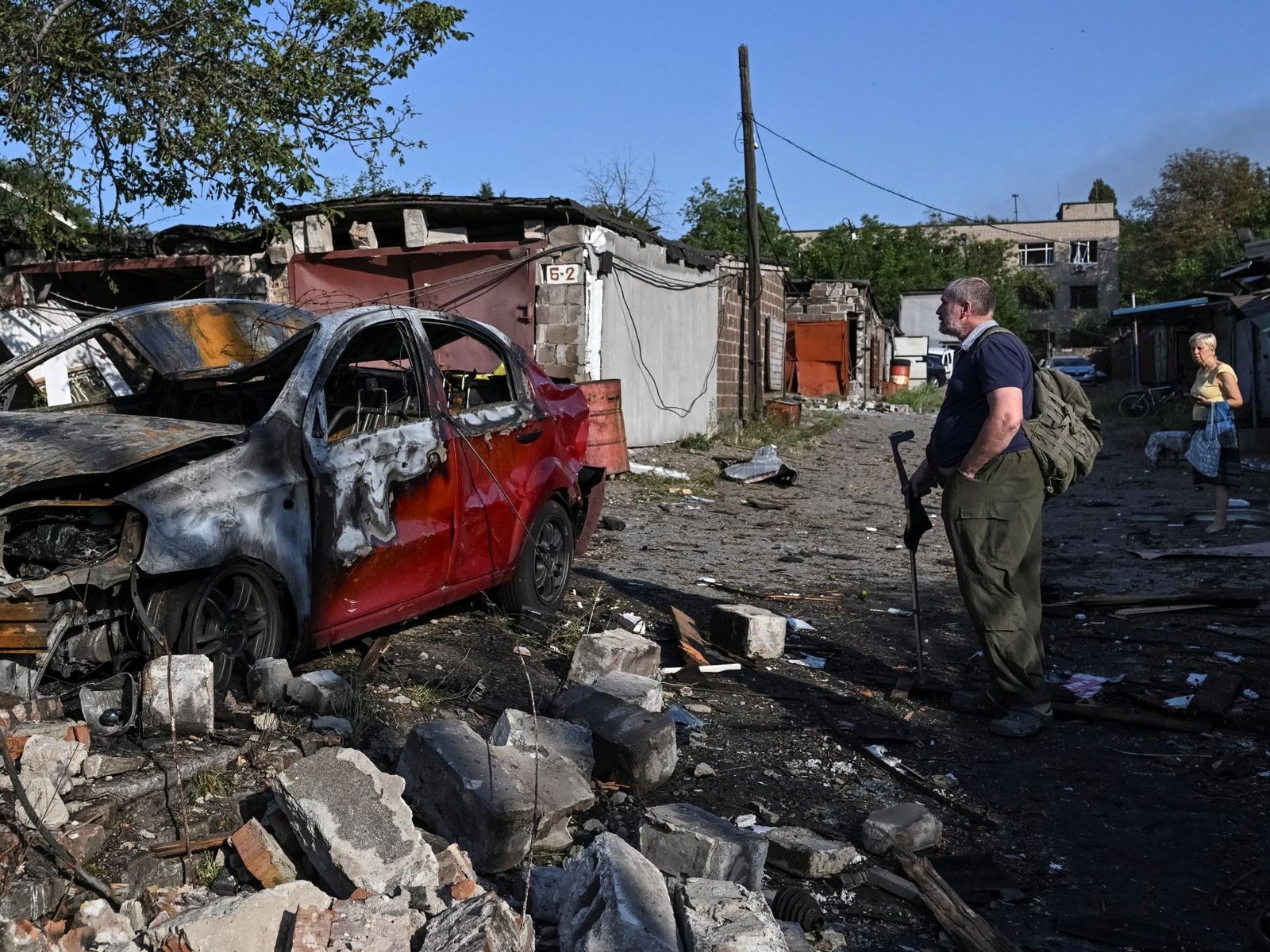 Russian strike sparks fire at...