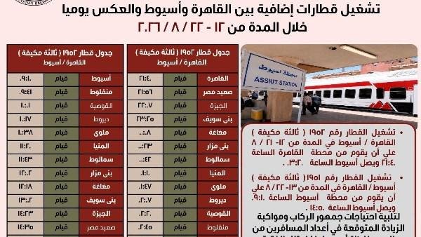 تشغيل قطارات إضافية بين القاهر...