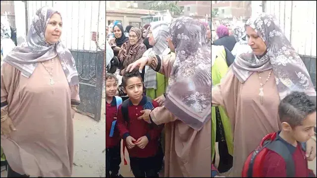 «شعره محتاج يتقص».. صالحة تنظم دخول الطلاب بمدرسة الشهيد أحمد سمير في أول أيام الدراسة - صور