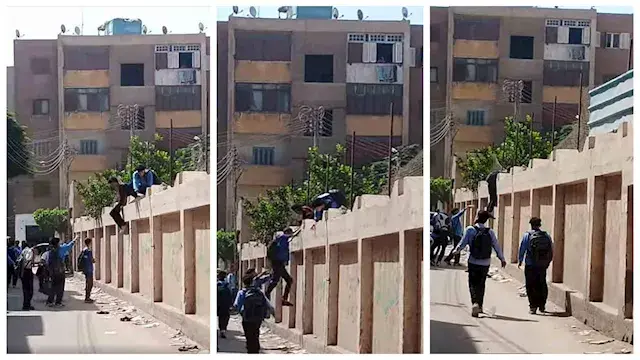 قفزوا بالحقائب من فوق السور.. تداول فيديو هروب طلاب مدرسة بالمنوفية