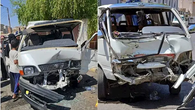 10 مصابين في تصادم ميكروباص وربع نقل بطريق مصر الإسماعيلية الصحراوي