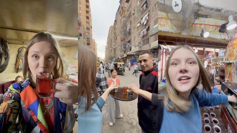 "أريد شايًا"..شابة أوكرانية تفاجئ المصريين بطلبها هذا المشروب في الشارع