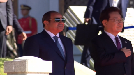 مراسم استقبال الرئيس المصري عبد الفتاح السيسي في سيئول
