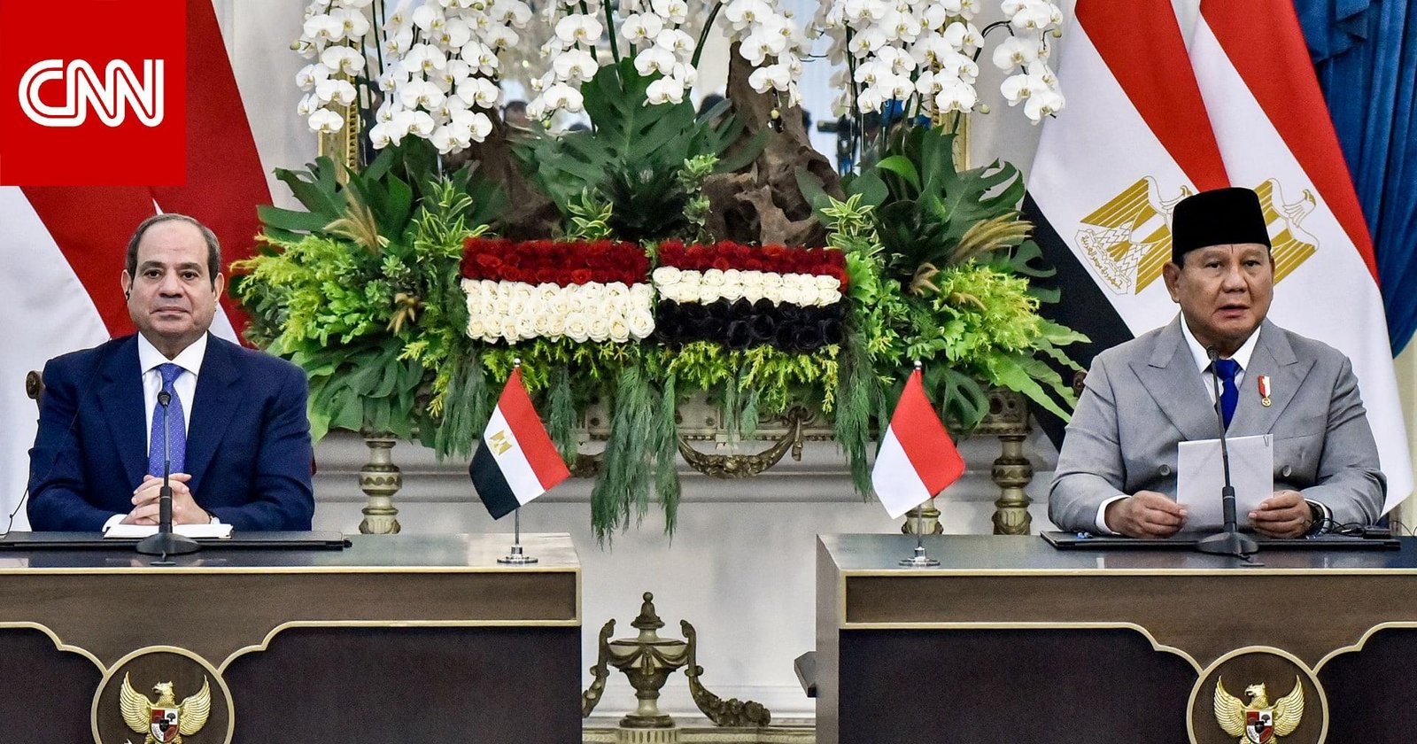 السيسي ورئيس إندونيسيا يصدران بياناً مشتركاً بشأن غزة والخليج وأمن مياه النيل