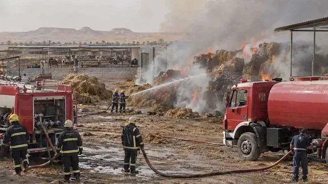 إصابة شخص في حريق مزرعة مصر ال...